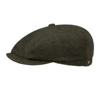 Stetson Hatteras Schirmmütze Damen Herren Flat Cap mit Wolle Kaschmir Herbst Winter Flanelfutter Oliv 56 cm