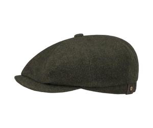 Stetson Hatteras Schirmmütze Damen Herren Flat Cap mit Wolle Kaschmir Herbst Winter Flanelfutter Oliv 55 cm