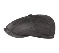 Stetson Hatteras Schirmmütze Flatcap Ziegenveloursleder Made in Germany Herren Sommer Winter anthrazit 58 cm