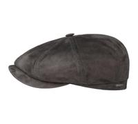 Stetson Hatteras Schirmmütze Flatcap Ziegenveloursleder Made in Germany Herren Sommer Winter anthrazit 56 cm
