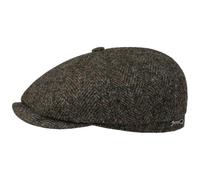 Stetson Hatteras Dark Herringbone Flatcap Schirmmütze Ballonmütze Herren - Made in The EU mit Schirm, Schirm Herbst-Winter Herbst Winter - M (56-57 cm) Oliv-meliert