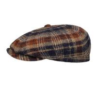 Stetson Hatteras Shetland Plaid Flatcap Schirmmütze Ballonmütze Herren - mit Schirm, Futter Winter Herbst-Winter - L (58-59 cm) dunkelblau