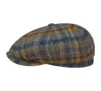 Stetson Hatteras Flatcap Kariert 100% Schurwolle Herren Herbst Winter blau-gelb XL (60-61 cm)