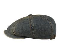 Stetson Hatteras Washed Denim Flatcap Schirmmütze Ballonmütze Herren - mit Schirm Herbst-Winter Herbst Winter - XXL (62-63 cm) Denim