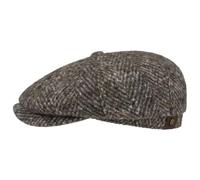Stetson Hatteras Wool Colour Neps Flatcap - Klassische Schirmmütze - Schiebermütze im Fischgrätdesign - Herren - Herbst/Winter - Made in The EU grau 61 cm