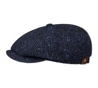 Stetson Hatteras Wool Colour Neps Flatcap - Klassische Schirmmütze - Schiebermütze im Fischgrätdesign - Herren - Herbst/Winter - Made in The EU schwarz-blau 61 cm