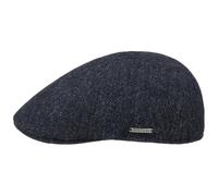 Stetson Flatcap Texas Herringbone – Herren, Baumwollinnenfutter, Schwarz/Blau, 58-59 cm