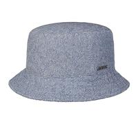 Stetson Herringbone Cotton Bucket Stoffhut Unifarbener Hut UV-Schutz 40 Made in EU Unisex Frühjahr Sommer blau S (54-55 cm)