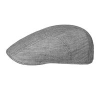 Stetson Herringbone Leinen Flatcap Herren Flat Cap mit UV-Schutz 40 Baumwollfutter Made in EU Frühjahr Sommer grau 60 cm