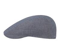 Stetson Herringbone Leinen Flatcap Schirmmütze Herren - Leinencap mit UV-Schutz 40 - Herrencap Made in EU - Mütze mit Baumwollfutter - Schiebermütze Frühjahr/Sommer - Flat Cap blau 61 cm