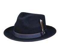 Stetson Hulbert Fedora Wollfilz Bogart Hut Herren Herbst Winter dunkelblau L (58-59 cm)