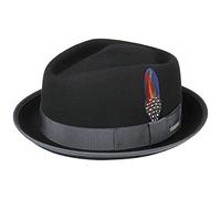 Stetson Hulett Diamond Wollhut mit Kaschmir Wollfilzhut Pork-Pie-Hut Pork Pie Porkpie Herren - Ripsband, Ripsband Winter Herbst-Winter - L (58-59 cm) schwarz