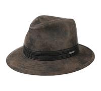 Stetson Jacky Pigskin Traveller Lederhut Unifarben Leder Baumwollfutter Ganzjährig Herren braun M (56-57 cm)