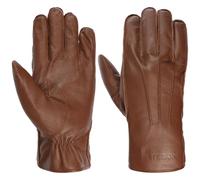 Stetson Janesville Lederhandschuhe Herren 100% Leder Handgefertigt Kuscheliges Stofffutter Raffung Ziernähte Herbst Winter braun 8 1/2 HS