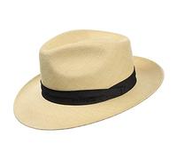 Stetson Jenkins Panamahut Damen/Herren (55-60 cm) - Made in Ecuador - Bogarthut mit UV-Schutz 40+ - Hut aus Panamastroh - Panamastrohhut mit Garniturband - Frühjahr/Sommer Natur 61 cm