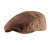 Stetson Kent Calf Leather Flatcap Braune Leder Schiebermütze Herren Herbst Winter braun L (58-59 cm)