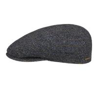 Stetson Kent Herringbone Stripe Flatcap Schirmmütze Schiebermütze Wollcap Herren - Made in The EU mit Schirm, Futter Herbst-Winter - XXL (62-63 cm) dunkelblau