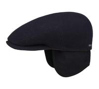 Stetson Kent Wool Ohrenklappen Flatcap Herren - Made in EU - Schiebermütze mit Ohrenklappen - Flat Cap mit Kaschmir - Ohrenmütze Herbst/Winter - Schirmmütze blau L (58-59 cm)