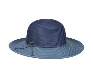 Stetson Lavedia Toyo Schlapphut Naturfarbener Hut 100% Stroh UV-Schutz 40+ Damen Frühjahr Sommer blau M (56-57 cm)