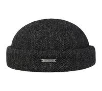 Stetson Lavoy Herringbone Wool Dockermütze - Mütze - Stilvolle Wintercap - Meliertes Fischgrätmuster - Größenverstellbar - Made in The EU - Herren - Herbst/Winter anthrazit M (56-57 cm)