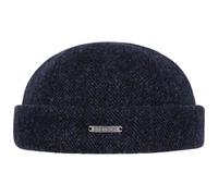 Stetson Lavoy Herringbone Wool Dockermütze - Mütze - Stilvolle Wintercap - Meliertes Fischgrätmuster - Größenverstellbar - Made in The EU - Herren - Herbst/Winter dunkelblau XL (60-61 cm)
