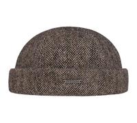 Stetson Lavoy Herringbone Wool Dockermütze - Mütze - Stilvolle Wintercap - Meliertes Fischgrätmuster - Größenverstellbar - Made in The EU - Herren - Herbst/Winter Dunkelbeige M (56-57 cm)