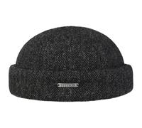 Stetson Lavoy Herringbone Wool Dockermütze - Mütze - Stilvolle Wintercap - Meliertes Fischgrätmuster - Größenverstellbar - Made in The EU - Herren - Herbst/Winter anthrazit S (54-55 cm)