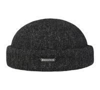 Stetson Lavoy Herringbone Wool Dockermütze - Mütze - Stilvolle Wintercap - Meliertes Fischgrätmuster - Größenverstellbar - Made in The EU - Herren - Herbst/Winter anthrazit XL (60-61 cm)