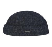 Stetson Lavoy Herringbone Wool Dockermütze - Mütze - Stilvolle Wintercap - Meliertes Fischgrätmuster - Größenverstellbar - Made in The EU - Herren - Herbst/Winter dunkelblau XL (60-61 cm)