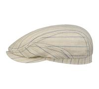 Stetson Ledford Driver Flatcap Gestreift Baumwolle Leinen Made in Germany Herren Frühjahr Sommer cremeweiß 58 cm