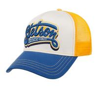 Stetson Lettering Trucker Cap - Mütze - Baseballcap im Retro-Style - Mehrfarbige Kappe mit Mesh-Einsatz für Herren - Frühjahr/Sommer blau-gelb One Size