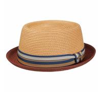 Licano Toyo Pork Pie Strohhut by Stetson natur-rot XL (60-61 cm)