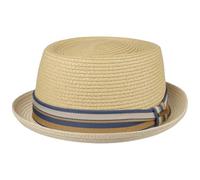 Stetson Pork Pie Strohhut bunte Ripsgarnitur UV 40+ Mittelbeige, 61/XL
