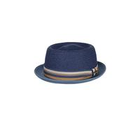 Stetson Licano Toyo Pork Pie Strohhut Herren Aus 100% Papierstroh UV-Schutz 40 Leichter Sommerhut Mit Hutband Integriertem Sonnenschutz Frühling Sommer blau L (58-59 cm)