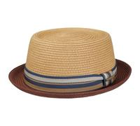 Stetson Licano Toyo Pork Pie Strohhut Herren - 100% Toyo Straw - UV-Schutz 40 - Leichter Sommerhut - mit Hutband & integriertem Sonnenschutz - Frühling/Sommer, Naturrot, 7 3/8-7 1/2