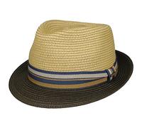 Stetson Licano Toyo Trilby Strohhut Herren - Aus 100% Toyo-Stroh - Hut mit UV-Schutzfaktor 40+ - Sonnenhut mit Ripsband - Zweifarbig - Krempe (ca. 4,5 cm) - Fedora Frühjahr/Sommer Oliv XXL (62-63 cm)