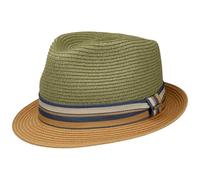 Stetson Licano Toyo Trilby Strohhut UV Schutz 40+ Damen Herren Frühling Sommer Khaki L (58-59 cm)