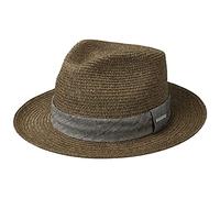 Stetson Lintano Toyo Strohhut Damen Herren Fedora Mit Hutband Federleicht Reisehut Mit Futterband aus Baumwolle Sonnenhut Frühjahr Sommer braun S (54-55 cm)