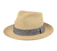 Stetson Lintano Toyo Strohhut Sommerhut Sonnenhut Travellerhut Strohtraveller Damen/Herren - mit Ripsband Frühling-Sommer - M (56-57 cm) Natur