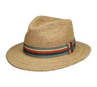 Stetson Littlefield Raffiahut - Traveller-Stil - Naturfarbener Hut - Sommerhut mit Streifenmuster - Luftig & handgefertigt - Damen/Herren - Frühjahr/Sommer Natur XL (60-61 cm)
