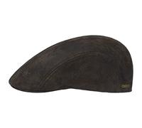 Stetson Madison Leder Flatcap Herren - Ledercap im Vintage-Stil - Schirmmütze mit Innenfutter aus Baumwolle - Mütze Sommer/Winter - Schiebermütze braun XL (60-61 cm)
