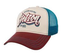 Stetson Wordmark Logo Trucker Cap Basecap Baseballcap Truckercap Meshcap Herren - Snapback, mit Schirm, Futter, Futter Frühling-Sommer Herbst-Winter Frühjahr Sommer Herbst Winter - One Size blau-rot