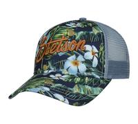 Stetson Hawaii Flower Trucker Cap Basecap Baseballcap Truckercap Meshcap Herren - Snapback, mit Schirm, Futter, Futter Frühling-Sommer Sommer - One Size blau-grün