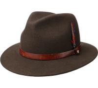 Stetson Manton Traveller Wollfilzhut - Unifarbener Hut aus 100% Wolle - Wasserabweisender Reisehut - Ledergarniturband mit Feder - Herren - Ganzjährig braun M (56-57 cm)