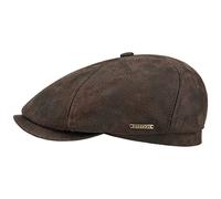 Stetson McCook Schirmmütze Vintage Ledercap Damen und Herren Sommer Winter Dunkelbraun L (58-59 cm)