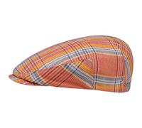 Stetson Melaco Driver Flatcap Karierte Leinencap Made in Germany Herren Ganzjährig orange 55 cm