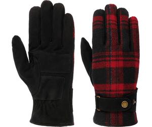 Stetson Men's Gloves Goat Suede/Shadow Plaid Black/Red 9.5
