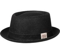 Stetson Classic Pork Pie Denim Hut - Einfarbiger Hut - Rund & flach - Mehrfarbig mit Logo - Made in Italy - Ganzjährig tragbar schwarz XL (60-61 cm)
