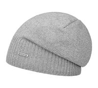 Stetson Merino Oversize Beanie Damen Herren Strickmütze aus Wolle Made in Italy Gefüttert mit Fleece und UV-Schutz Herbst Winter grau One Size