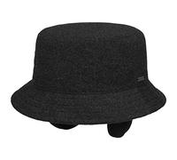 Stetson Midval Bucket Wollhut mit Ohrenklappen Winterhut Herrenhut Damenhut Stoffhut Fischerhut Damen/Herren - Futter, Lederband Herbst-Winter - M (56-57 cm) anthrazit
